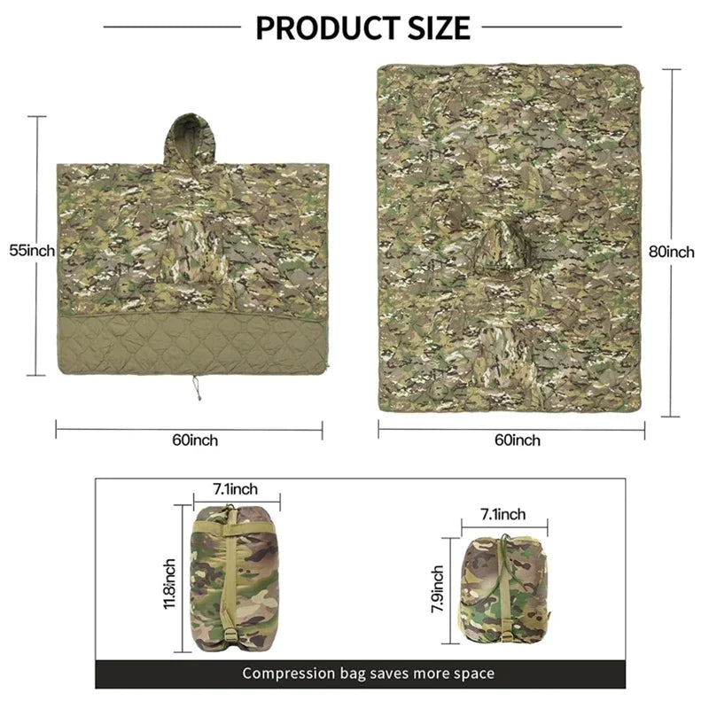 3-Season Waterproof Cotton Sleeping Bag – Multi-Use Poncho, Blanket & Outdoor Mat | BasicSurvivalGear.com