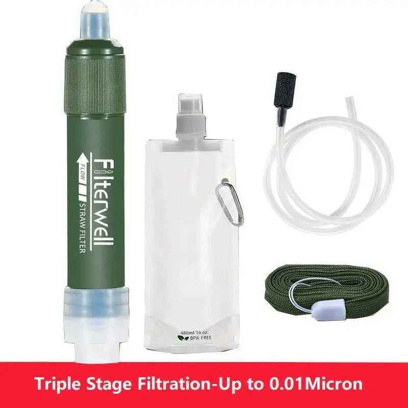 Mini Emergency Survival Water Filter Straw Portable Osmose Life Straw for Camping Personal Water Purification - BSG