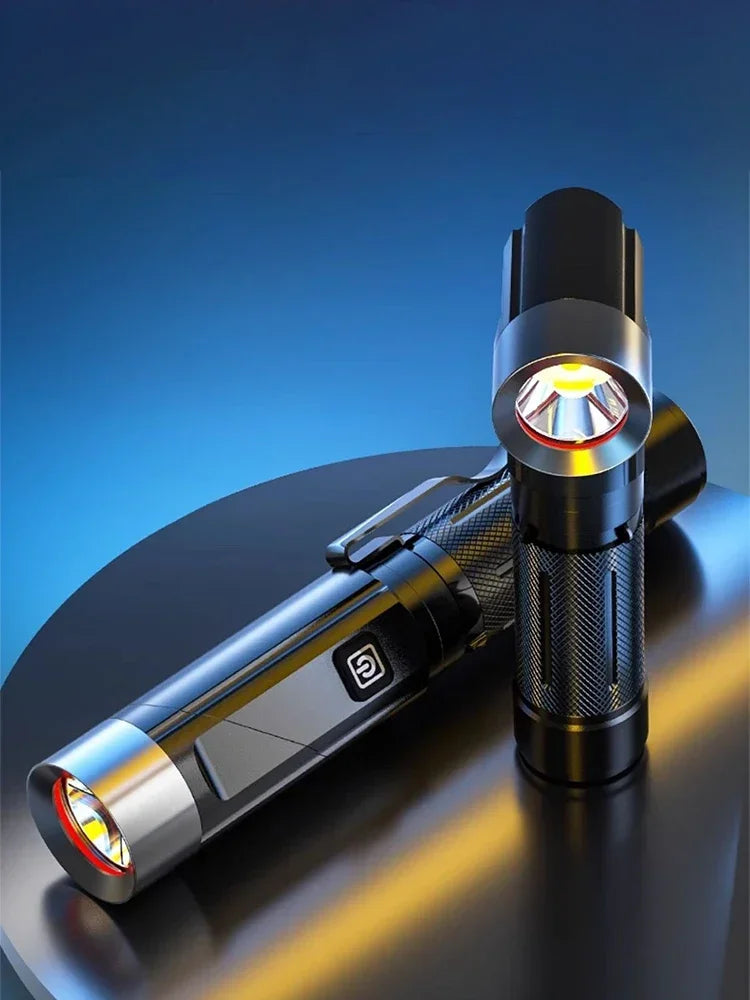 LED Flashlight USB Rechargeable Magnetic Work Light Camping Emergency Torch WaterproofAuto Repair Outdoor Tactical Super Bright