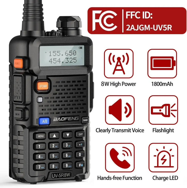 Baofeng UV-5R 8W Dual-Band Long-Range Walkie Talkie