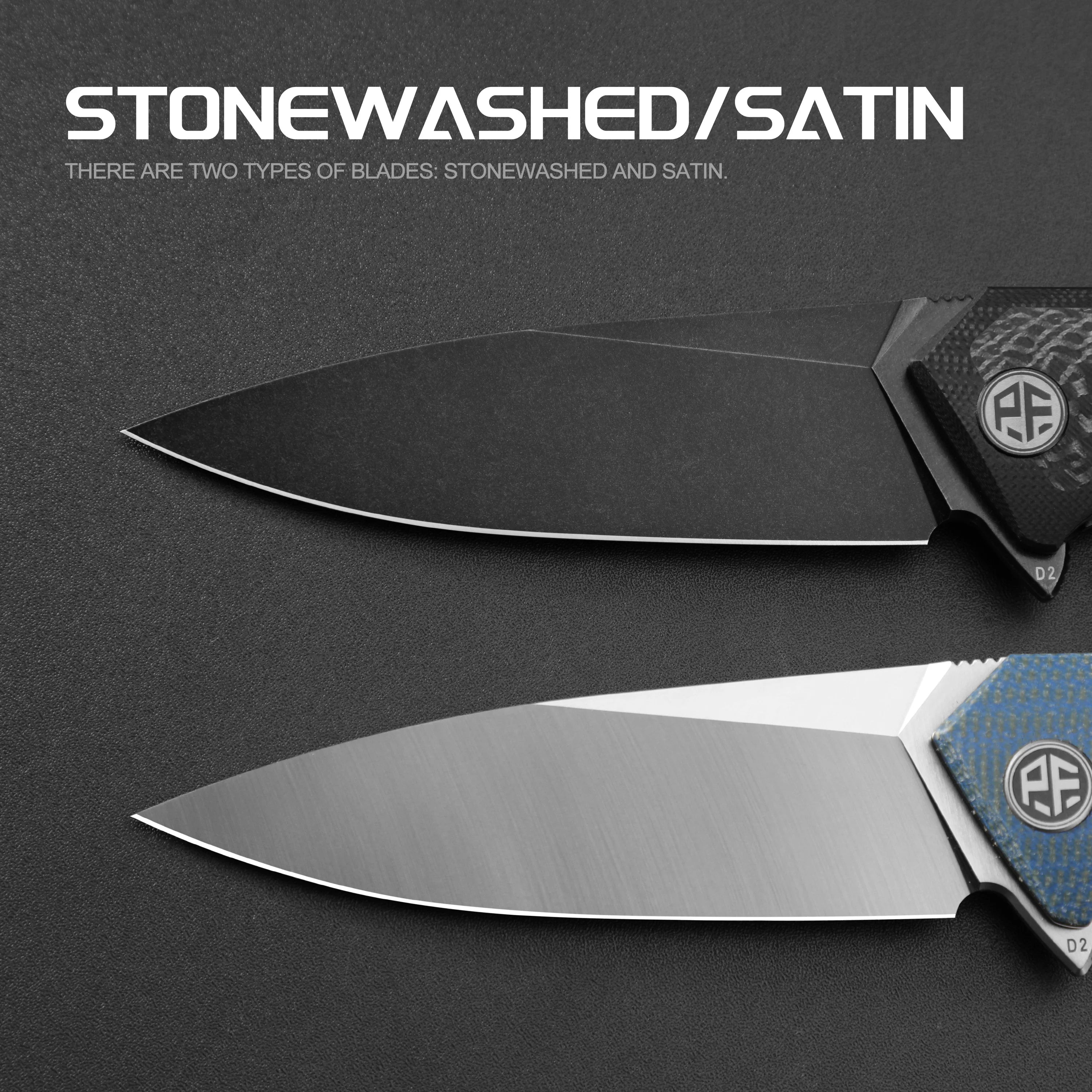 Petrified Fish PF838 Folding Knife Jackknife D2 Steel Outdoor Camping Hunting Hiking EDC Tool Ball Bearing G10 Handle Knives - BSG