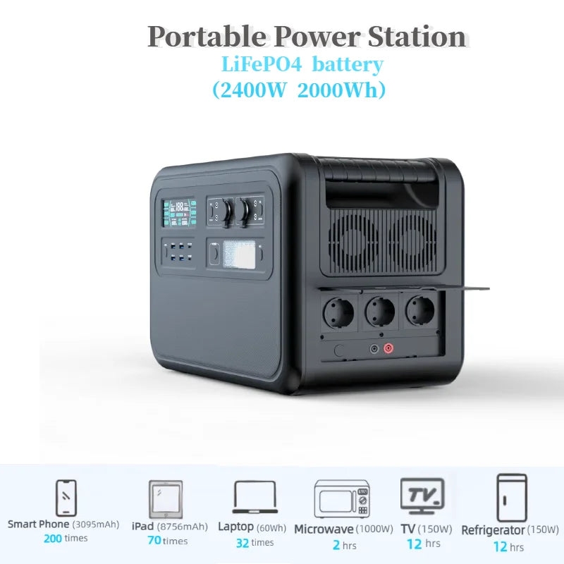 LiFePO4 Portable Power Station – 200W to 2600W Outdoor Emergency Generator