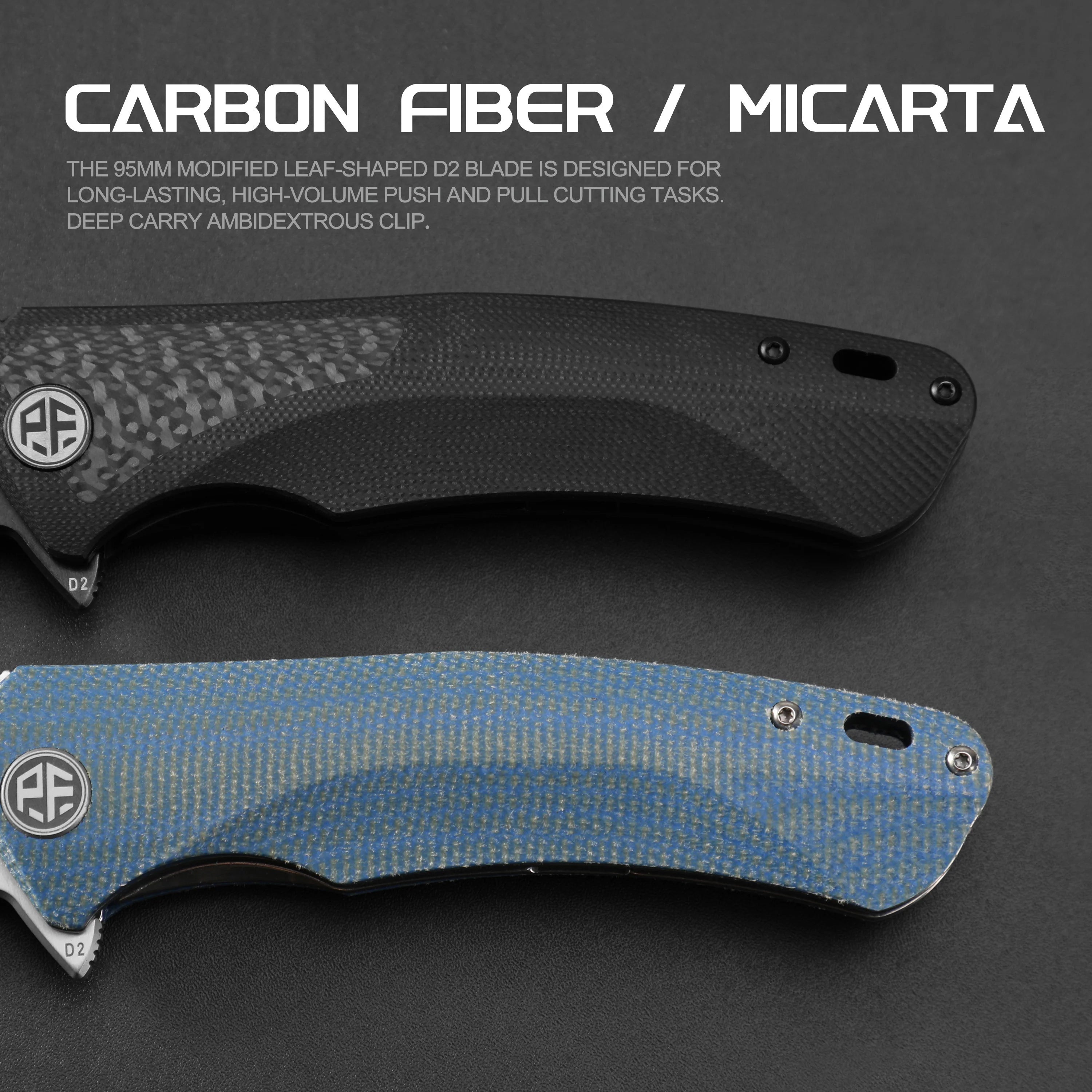 Petrified Fish PF838 Folding Knife Jackknife D2 Steel Outdoor Camping Hunting Hiking EDC Tool Ball Bearing G10 Handle Knives - BSG