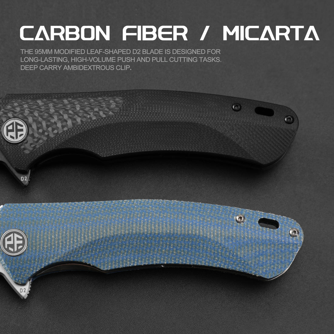 Petrified Fish PF838 Folding Knife Jackknife D2 Steel Outdoor Camping Hunting Hiking EDC Tool Ball Bearing G10 Handle Knives - BSG