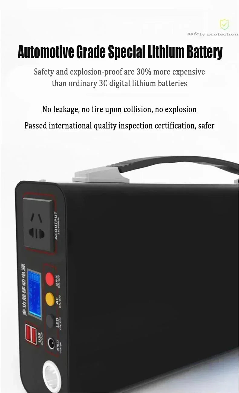 NEW 300W Portable Power Station 220V Solar Generator Outdoor Camping Emergency Mobile Power Bank 90000mAh LiFePO4 Backup Battery