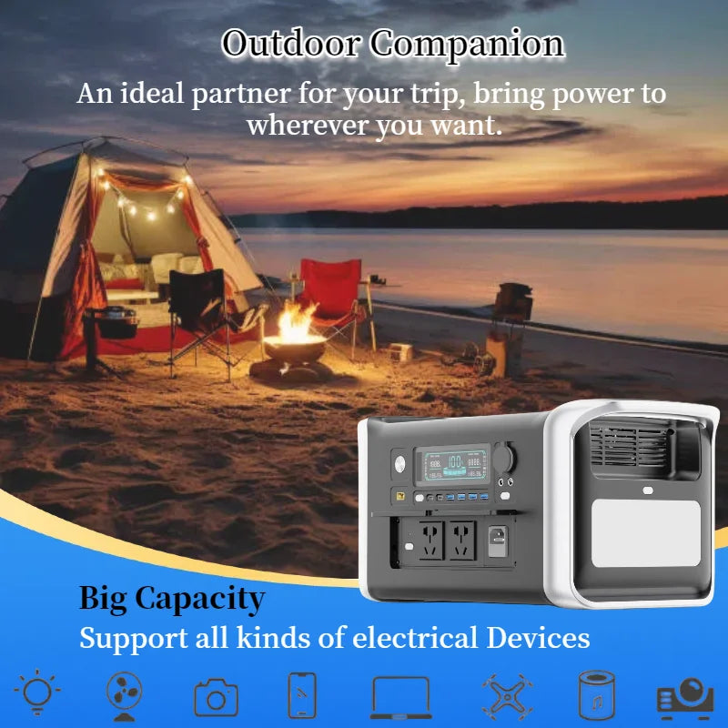 LiFePO4 Portable Power Station – 200W to 2600W Outdoor Emergency Generator