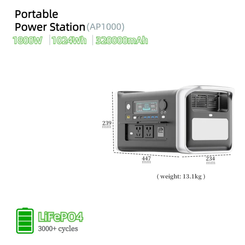 LiFePO4 Portable Power Station – 200W to 2600W Outdoor Emergency Generator