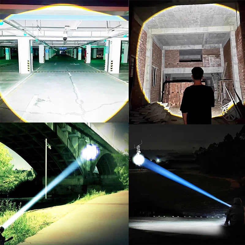 High-Power Rechargeable LED Tactical Flashlight – 3000m Long-Range, IPX6 Waterproof, 3600mAh Power Bank (Model SDT05) | BasicSurvivalGear.com