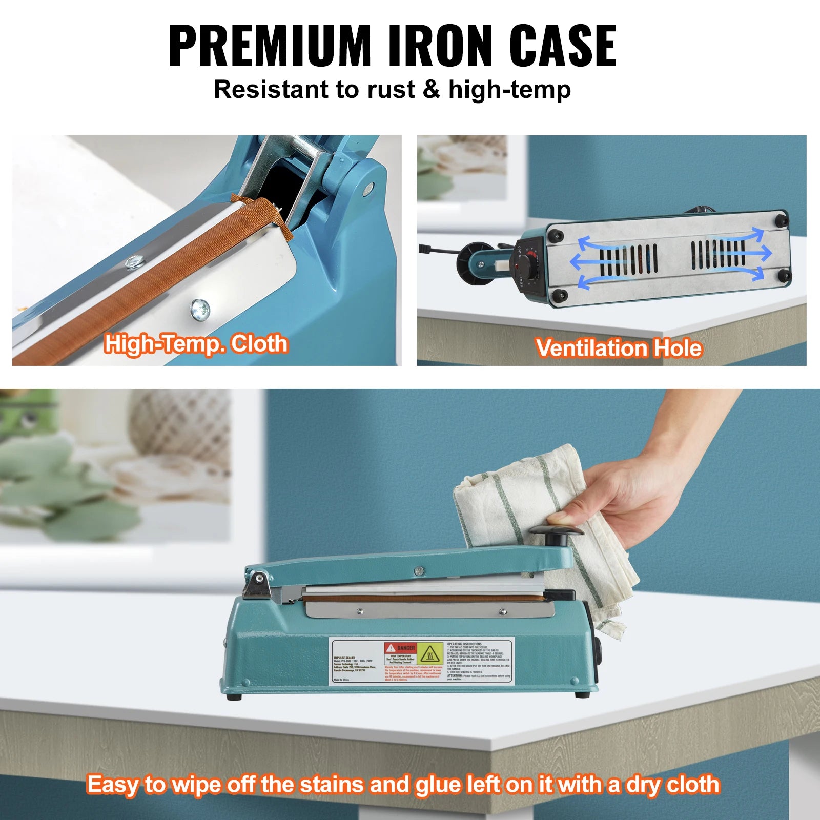 SucceBuy 8/12in Impulse Shrink Wrap Sealer Manual Heat Poly Bag Sealing Machine with Adjustable Mode for Plastic Mylar PP Bags - BSG