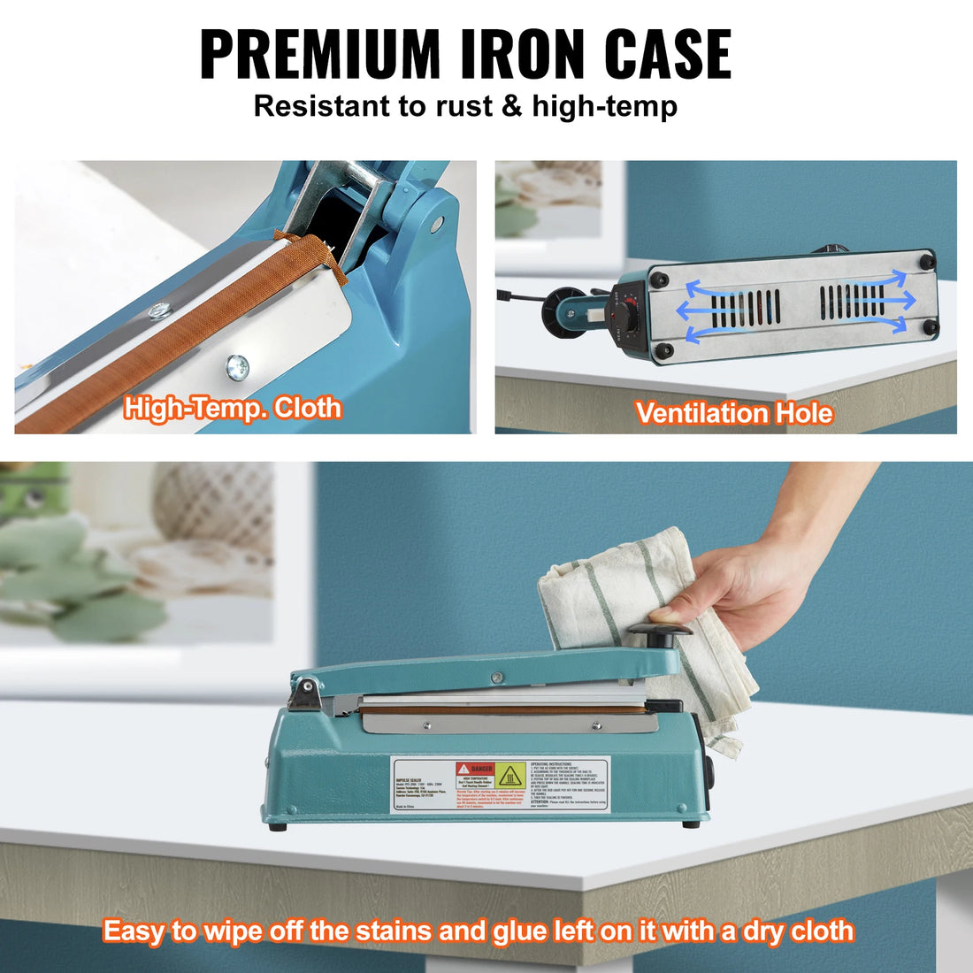 SucceBuy 8/12in Impulse Shrink Wrap Sealer Manual Heat Poly Bag Sealing Machine with Adjustable Mode for Plastic Mylar PP Bags - BSG