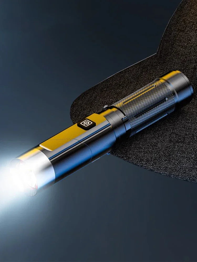 LED Flashlight USB Rechargeable Magnetic Work Light Camping Emergency Torch WaterproofAuto Repair Outdoor Tactical Super Bright