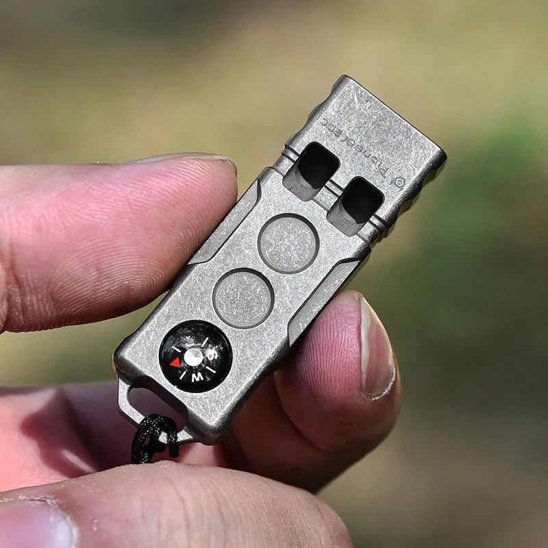 Titanium Alloy Compass Survival Whistle -High Decibel Dual Frequency Emergency Whistle for Outdoor Camping, Hiking &Rescue Tools