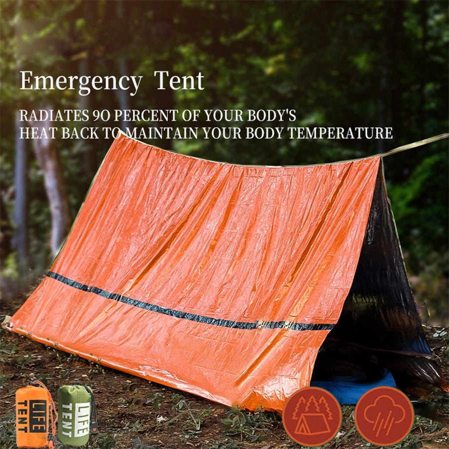 Emergency Survival Tent Shelter, 2 - Person Emergency Tent, Emergent Shelter Tent, Survival Life Tarp for Outdoor, Camping Hiking - BSG