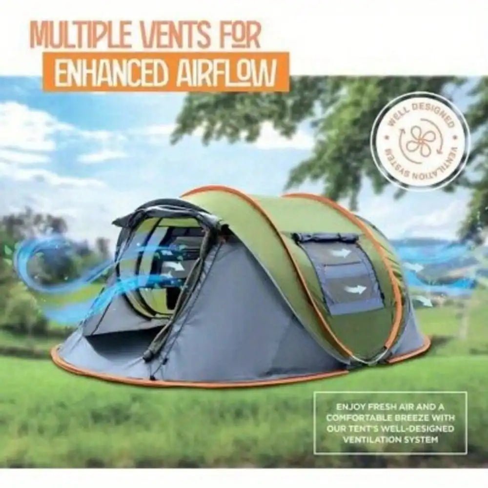 Camping Tent - 4 - Person Easy Pop Up Tent with 2 Doors - UPF50+ Waterproof - BSG