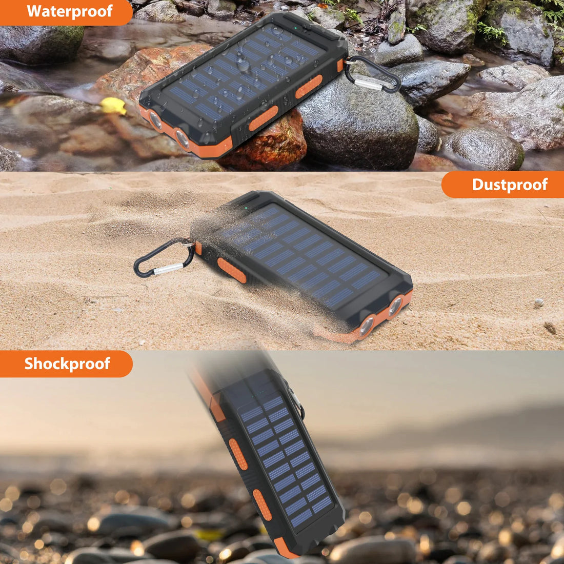 20000mAh Solar Power Bank – Waterproof Portable Solar Charger