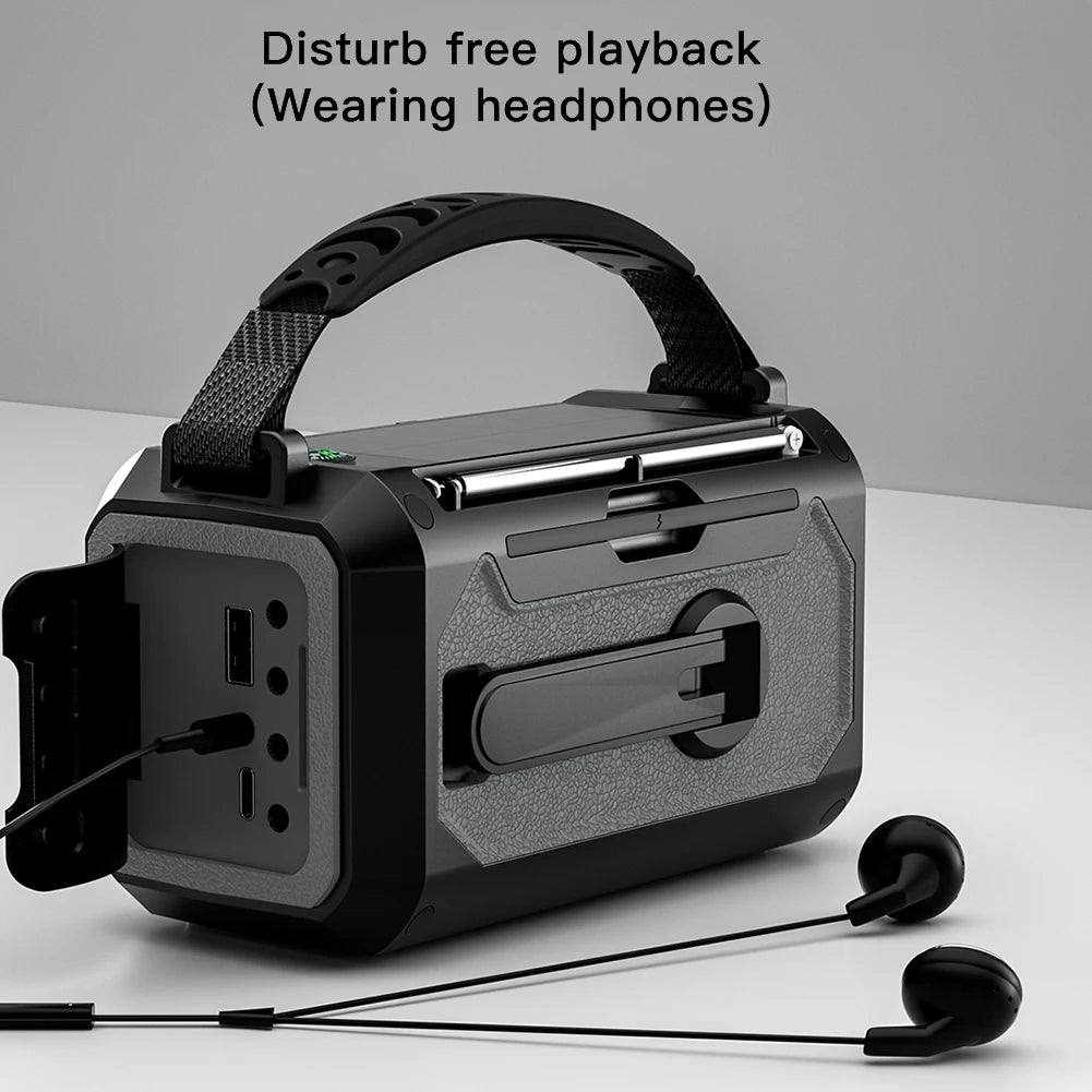 Radio meteorológica de emergencia NOAA de 12000 mAh: energía solar/manivela, linterna, lámpara de lectura y banco de energía