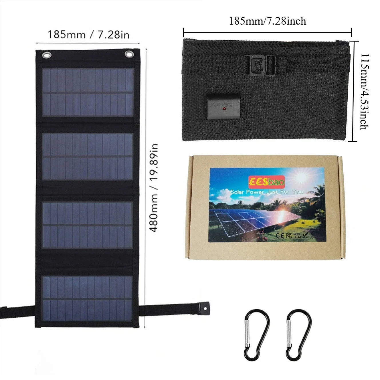 25W-100W  Foldable Waterproof USB Solar Charger  for Cell Phone Tablet Portable Outdoor Camping Emergency Power Supply EESBAO