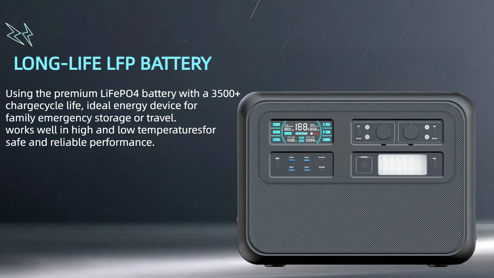 LiFePO4 Portable Power Station – 200W to 2600W Outdoor Emergency Generator