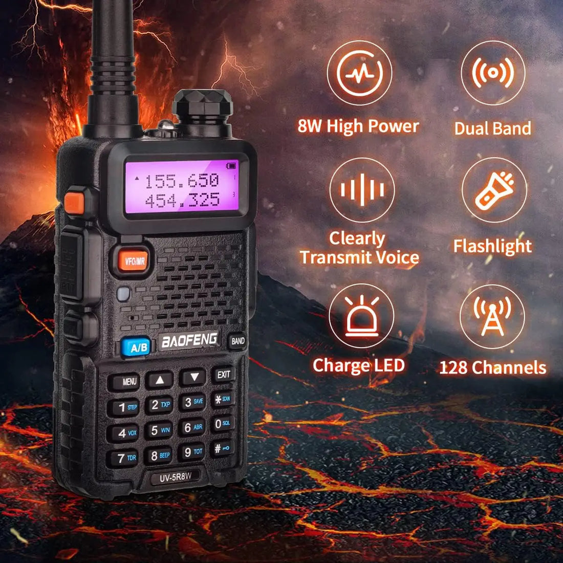 Baofeng UV-5R 8W Dual-Band Long-Range Walkie Talkie