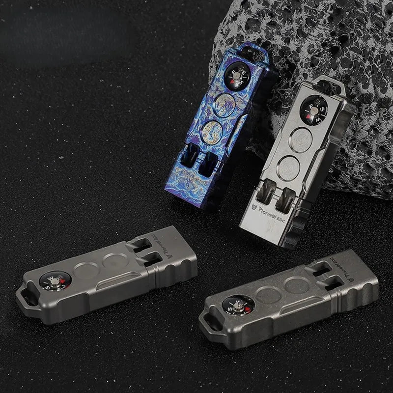 Titanium Alloy Compass Survival Whistle -High Decibel Dual Frequency Emergency Whistle for Outdoor Camping, Hiking &Rescue Tools