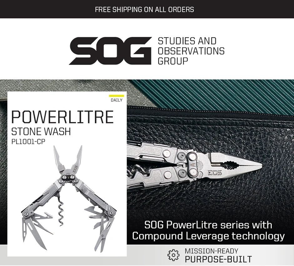 SOG 19 in 1 PowerLitre Folding Pliers Knife EDC Mini Multi - Tools Pocket Scissor Portable Outdoor Survival Multitools PL1001 - CP - BSG