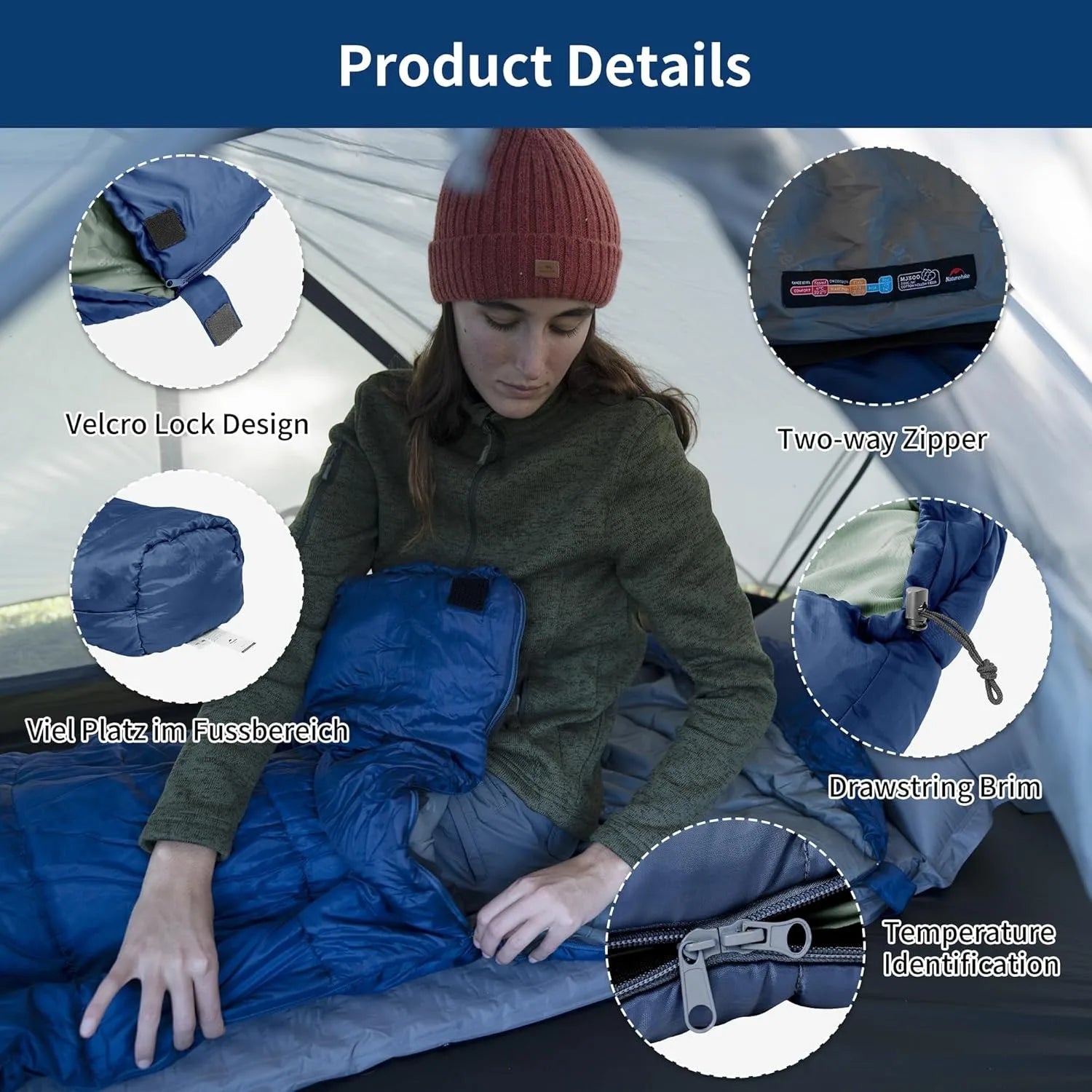 Naturehike Mummy Sleeping Bags MJ300/MJ600 Cotton Camping Adults Sleeping Bag Ultra Winter Warm Mummy Sleeping Bag Indoor - BSG