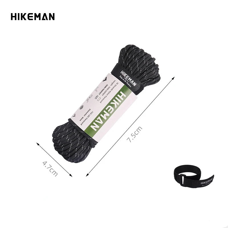 10-Core 750 LBS Paracord 15 M Dia.4mm Reflective Nylon Paracord DIY Rope Outdoor Camping Tent Accessories