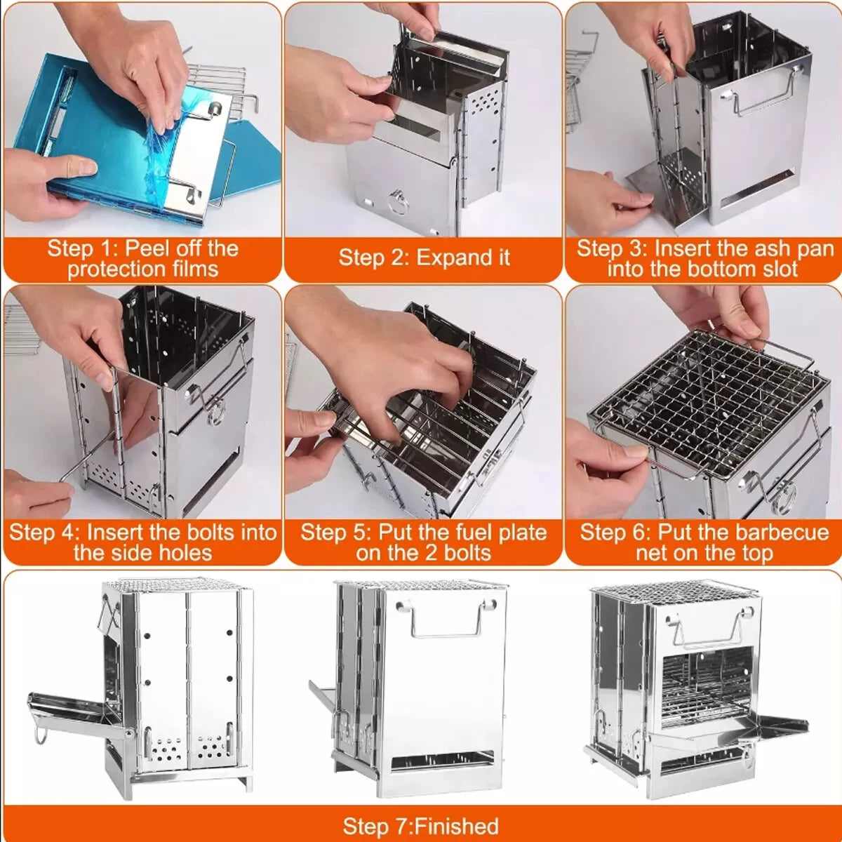 Stainless Steel Wood-burning Stove Lightweight Compact Camping Stove Portable Folding Wood Stove For Outdoor Camping Hiking