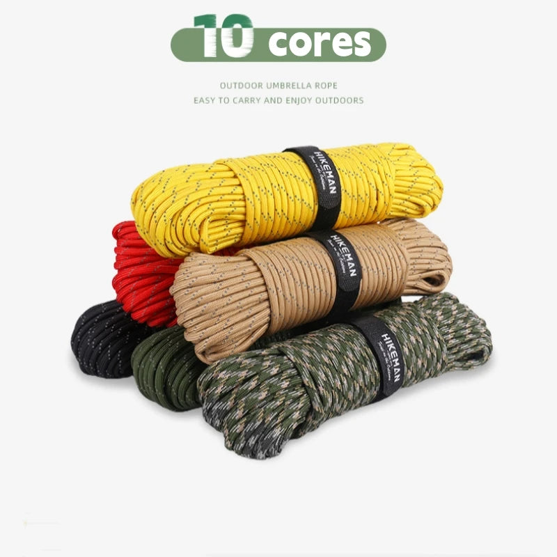 10-Core 750 LBS Paracord 15 M Dia.4mm Reflective Nylon Paracord DIY Rope Outdoor Camping Tent Accessories