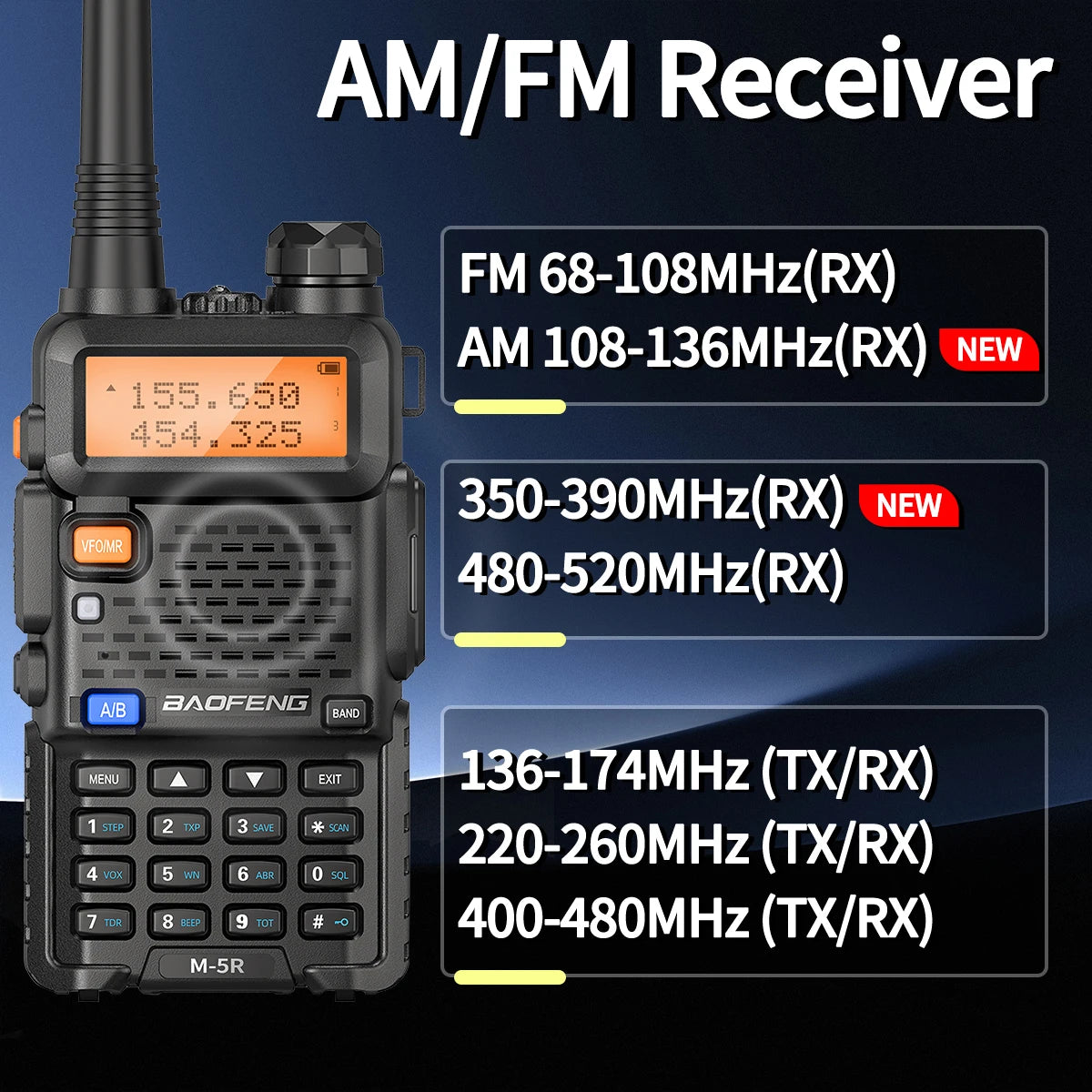 Baofeng M-5R 8W Multi-Band Walkie Talkie