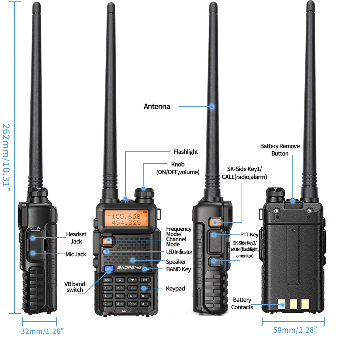 Baofeng M-5R 8W Multi-Band Walkie Talkie