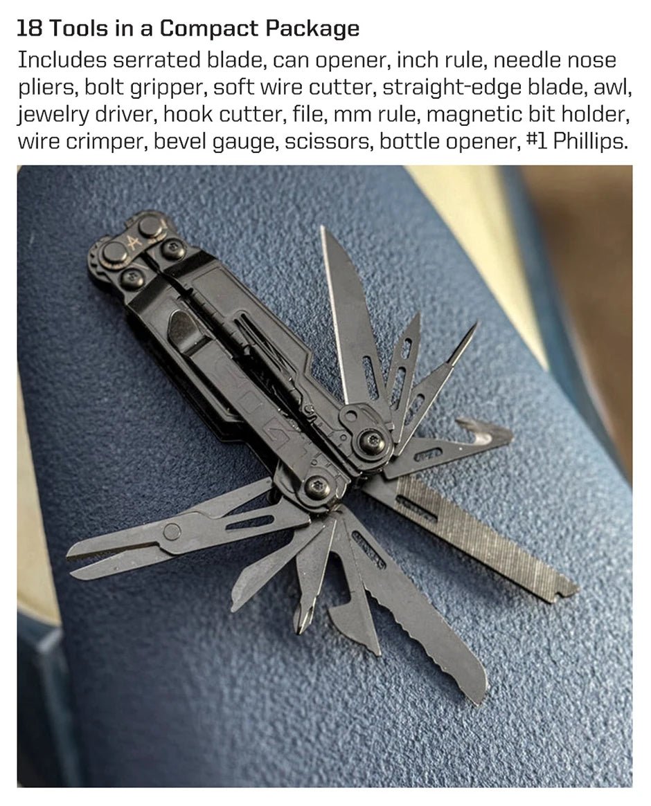 SOG PowerPint 18 - in - 1 Tactical Multi - Tool with Folding Pliers & Knife - EDC Pocket Gear for Outdoor, Hiking, Camping Survival - BSG