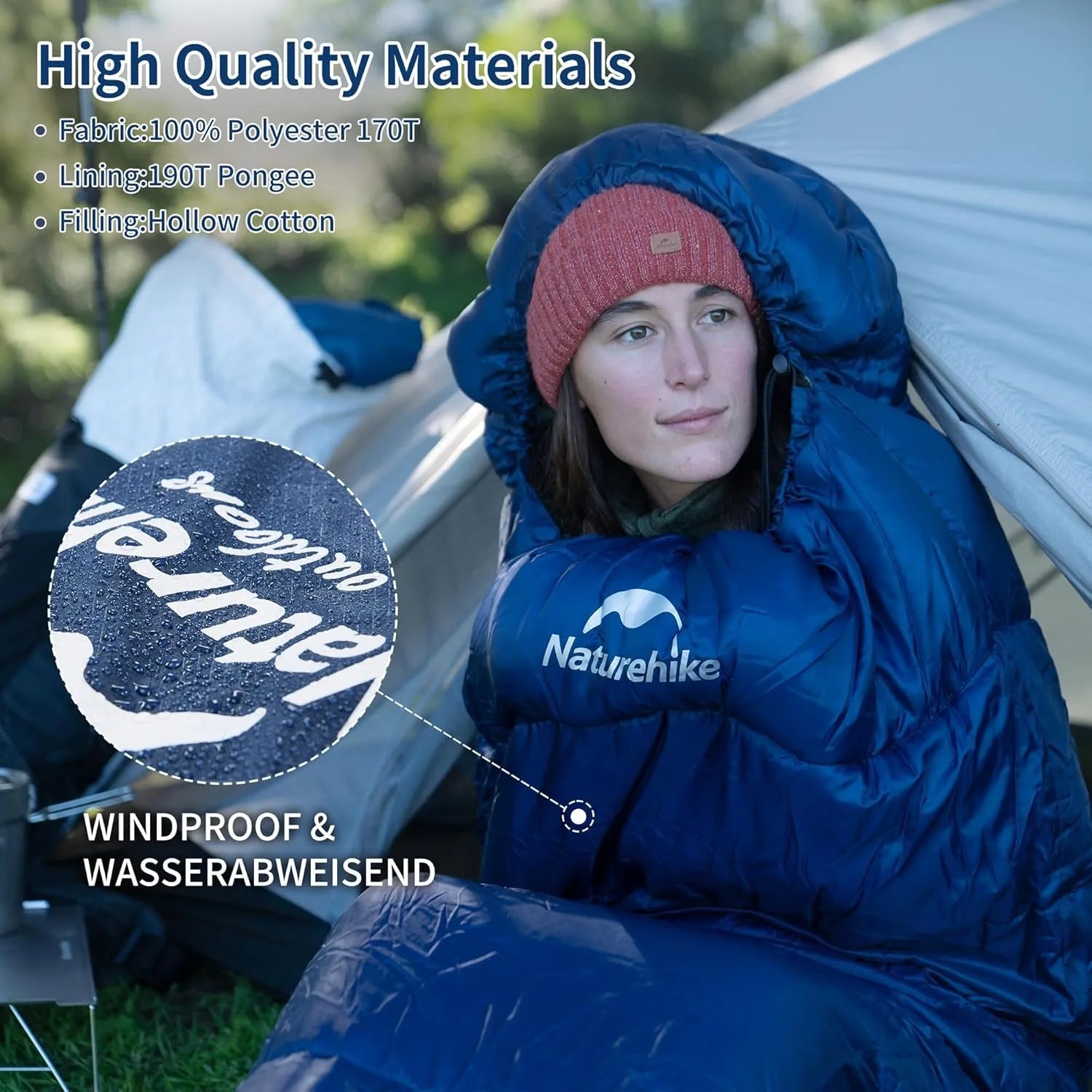 Naturehike Mummy Sleeping Bags MJ300/MJ600 Cotton Camping Adults Sleeping Bag Ultra Winter Warm Mummy Sleeping Bag Indoor - BSG