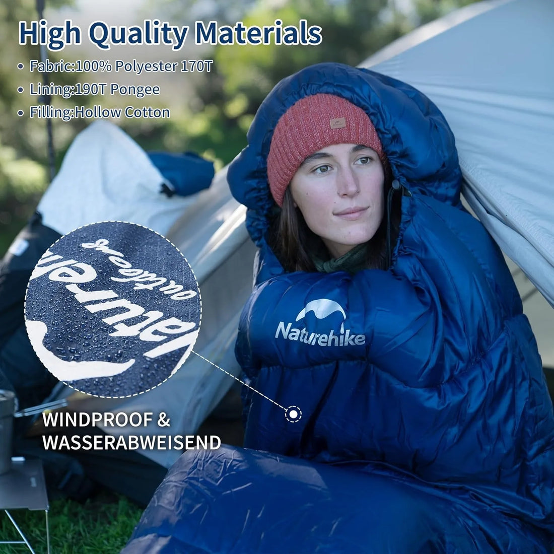 Naturehike Mummy Sleeping Bags MJ300/MJ600 Cotton Camping Adults Sleeping Bag Ultra Winter Warm Mummy Sleeping Bag Indoor - BSG