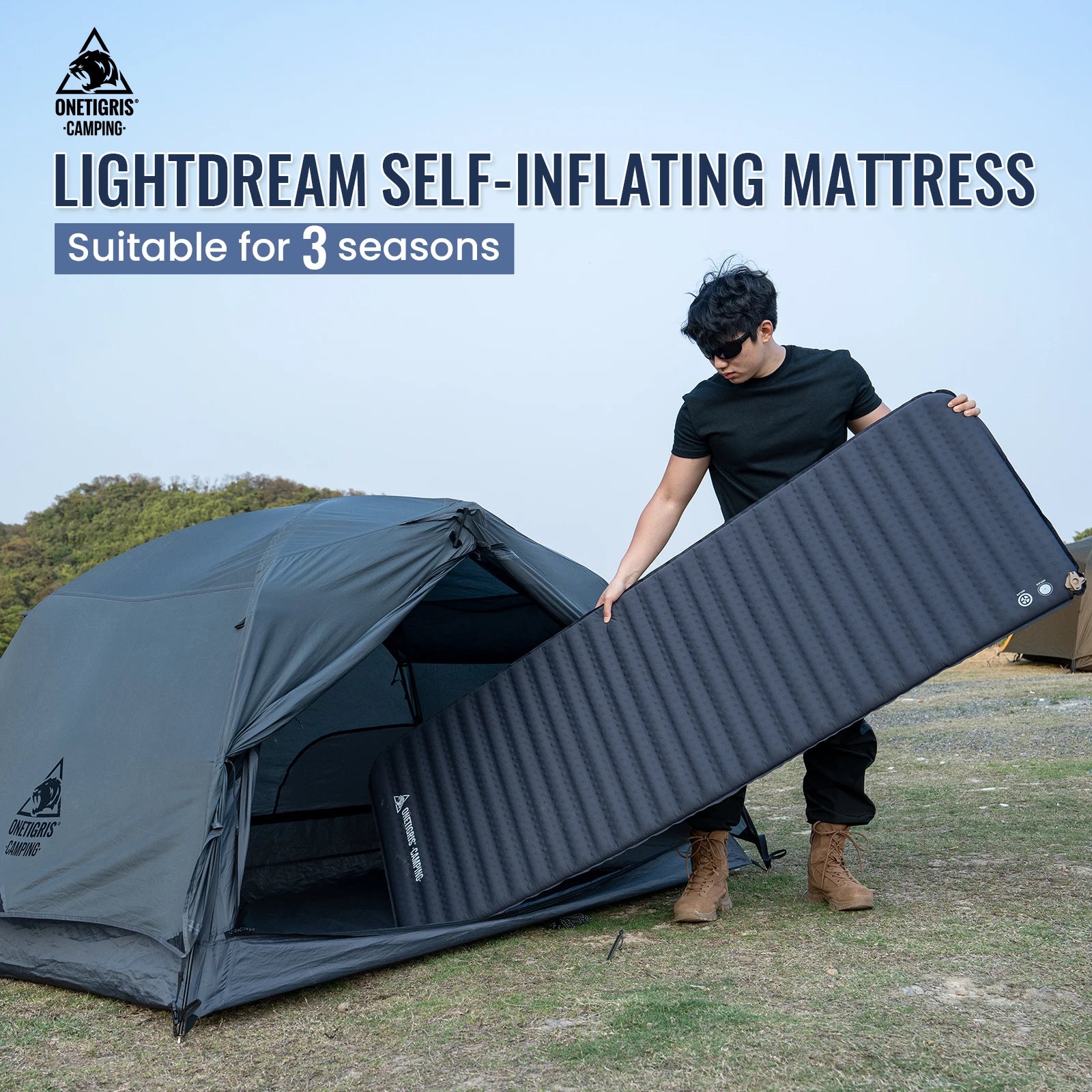 Onetigris LIGHTDREAM Camping Mattress Lightweight Self-inflating Mats Sleeping Pads for Backpacking Hiking Car Trips Travels