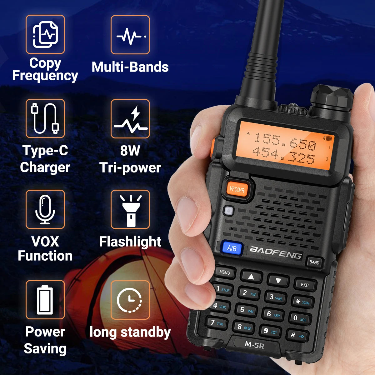 Baofeng M-5R 8W Multi-Band Walkie Talkie