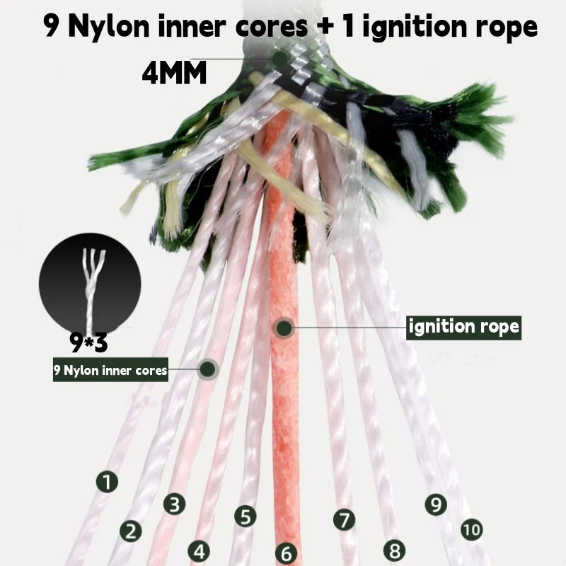 10-Core 750 LBS Paracord 15 M Dia.4mm Reflective Nylon Paracord DIY Rope Outdoor Camping Tent Accessories