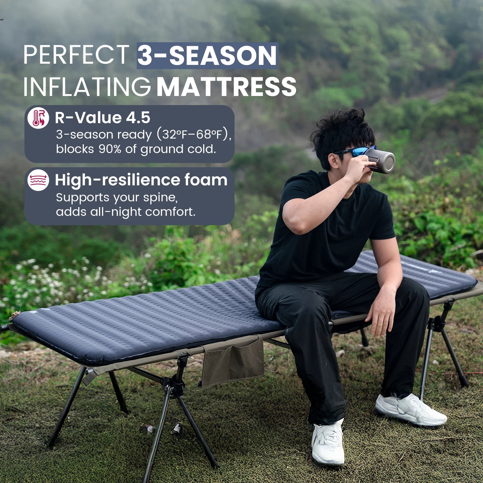 Onetigris LIGHTDREAM Camping Mattress Lightweight Self-inflating Mats Sleeping Pads for Backpacking Hiking Car Trips Travels