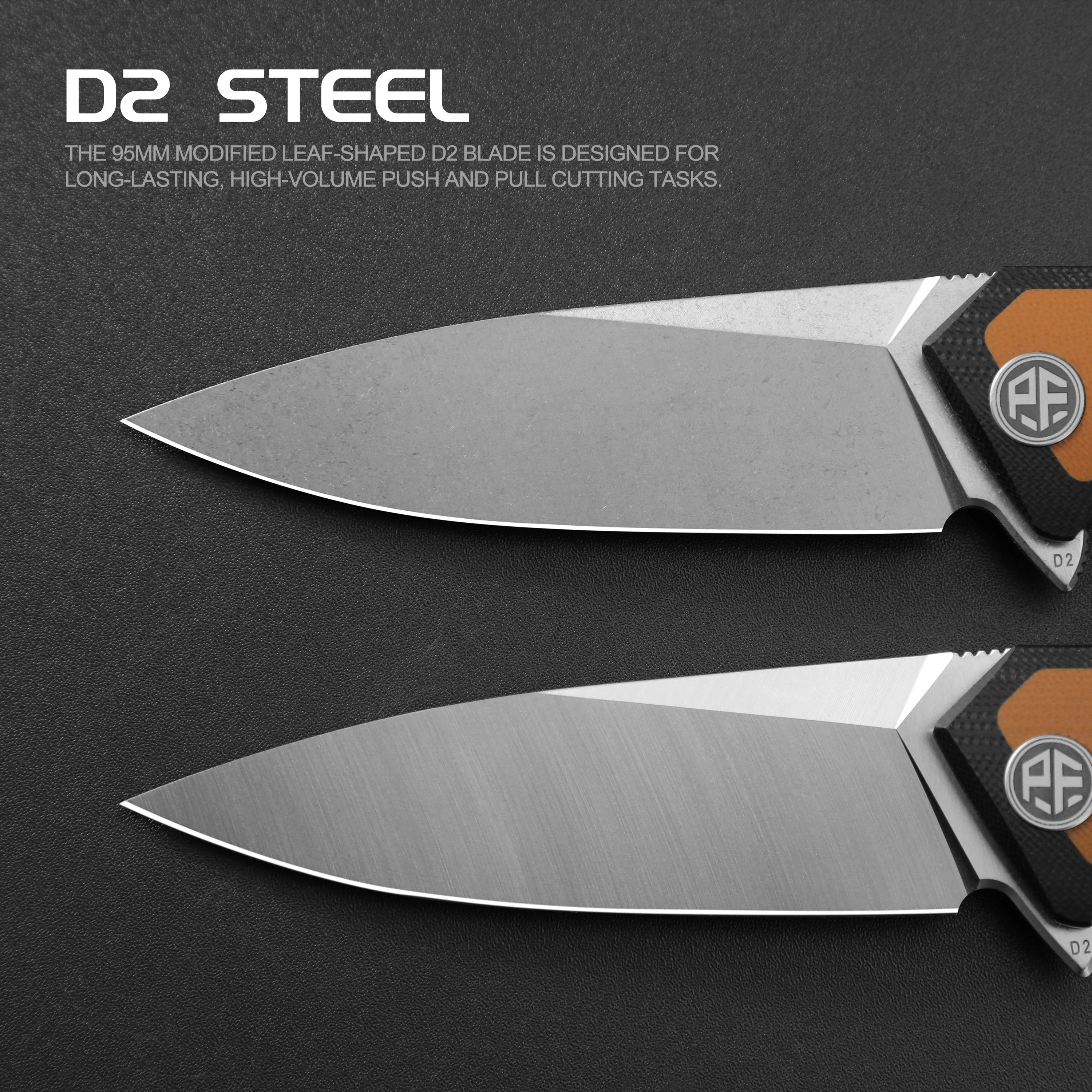 Petrified Fish PF838 Folding Knife Jackknife D2 Steel Outdoor Camping Hunting Hiking EDC Tool Ball Bearing G10 Handle Knives - BSG