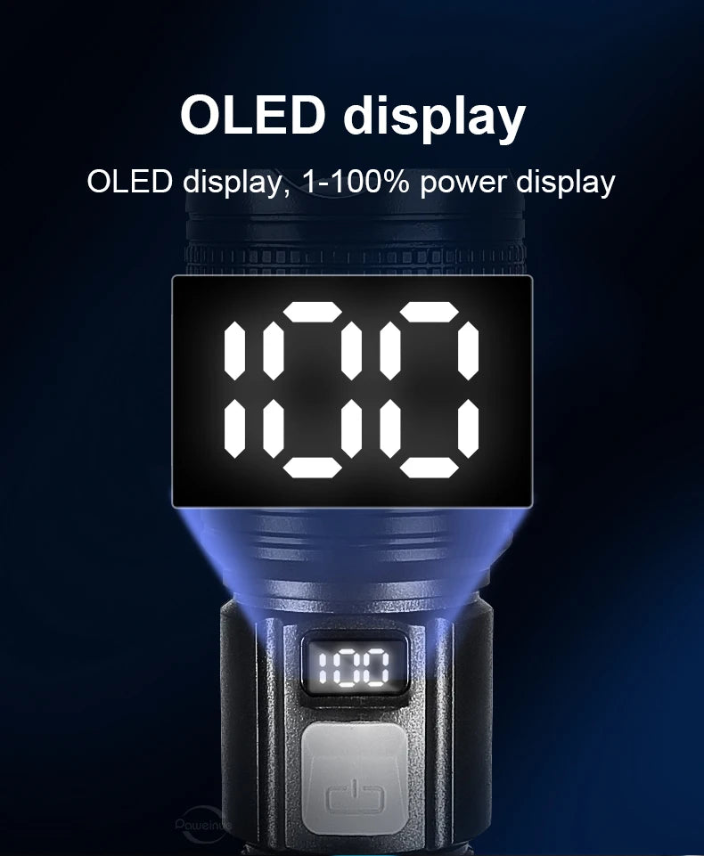 High-Power Rechargeable LED Tactical Flashlight – 3000m Long-Range, IPX6 Waterproof, 3600mAh Power Bank (Model SDT05) | BasicSurvivalGear.com