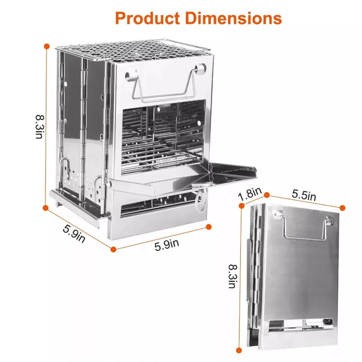 Stainless Steel Wood-burning Stove Lightweight Compact Camping Stove Portable Folding Wood Stove For Outdoor Camping Hiking