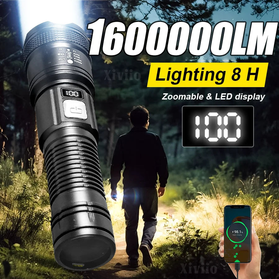 High-Power Rechargeable LED Tactical Flashlight – 3000m Long-Range, IPX6 Waterproof, 3600mAh Power Bank (Model SDT05) | BasicSurvivalGear.com
