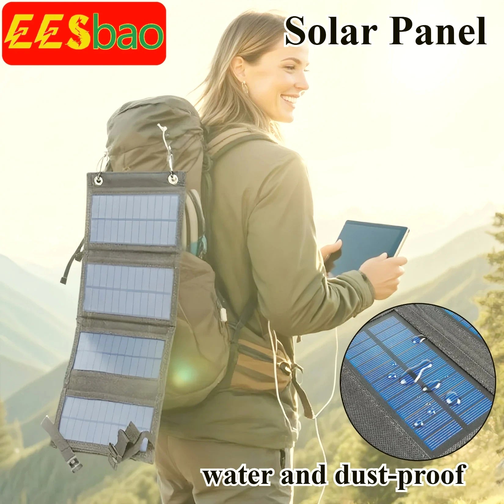 25W-100W  Foldable Waterproof USB Solar Charger  for Cell Phone Tablet Portable Outdoor Camping Emergency Power Supply EESBAO