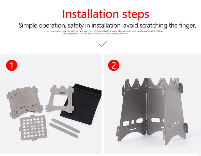 Tiartisan Titanium Outdoor Foldable Wood Stove Hiking Picnic Ultralight Portable Fire Burner Stove Multi-purpose Camping gear