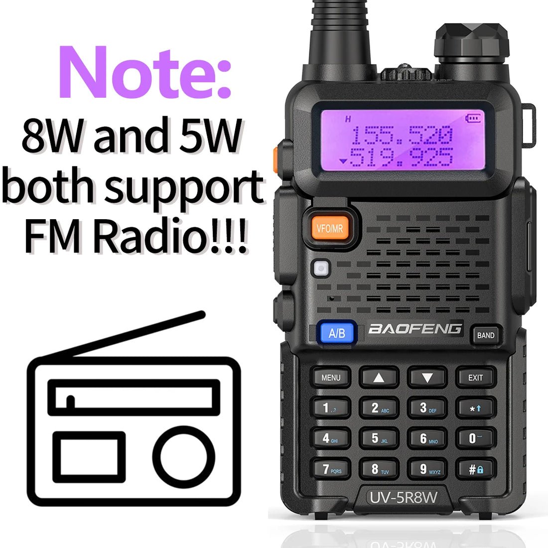 Baofeng UV-5R 8W Dual-Band Long-Range Walkie Talkie
