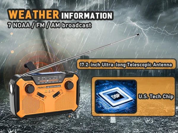 3000mAh Portable Emergency Solar Power Radio Hand Crank Charging AM/FM Weather Radio Led Reading Flashlight Bank Phone Charger