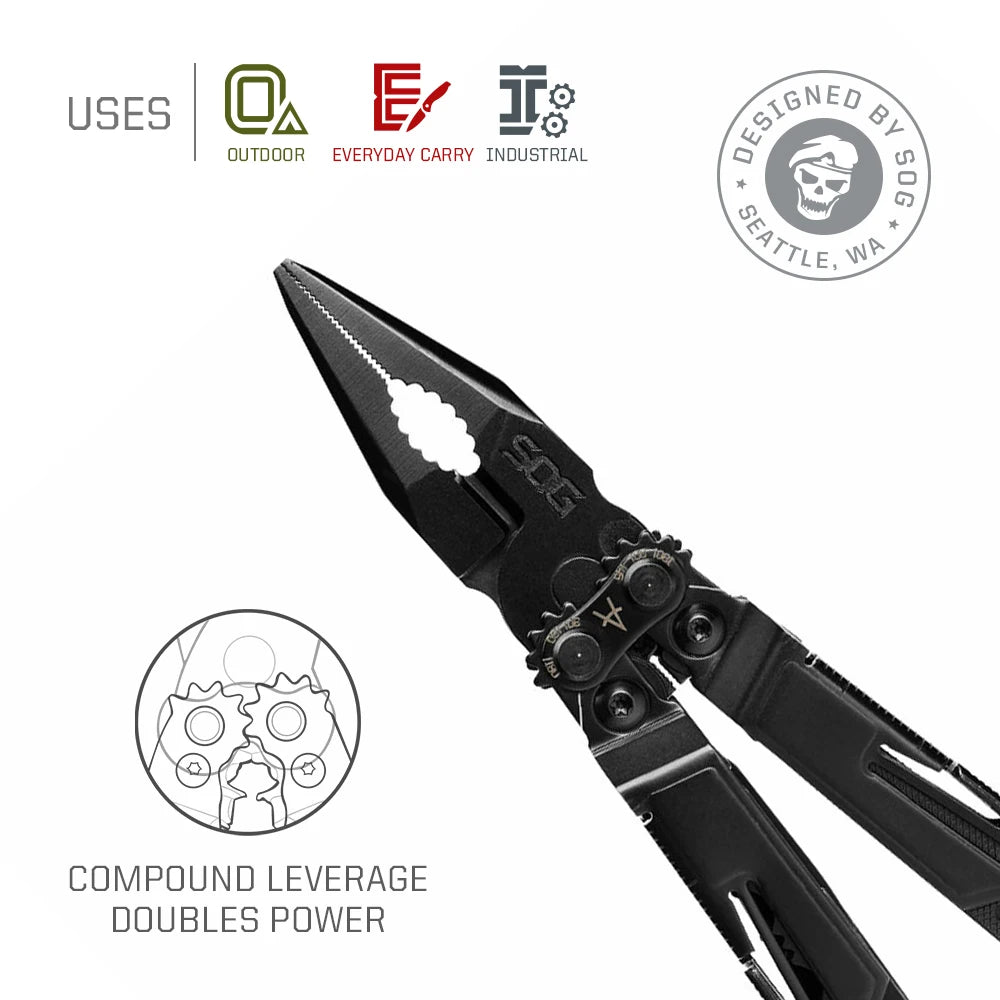 SOG PowerPint 18 - in - 1 Tactical Multi - Tool with Folding Pliers & Knife - EDC Pocket Gear for Outdoor, Hiking, Camping Survival - BSG