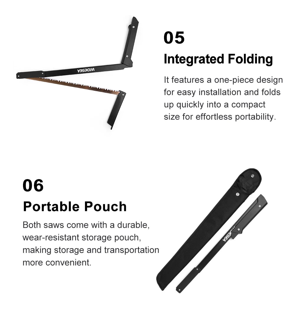Widesea Folding Hand Saw - Manganese Steel Blade Aluminum Alloy Frame Portable Camping Saw for Tree Pruning Wood Cutting Outdoor