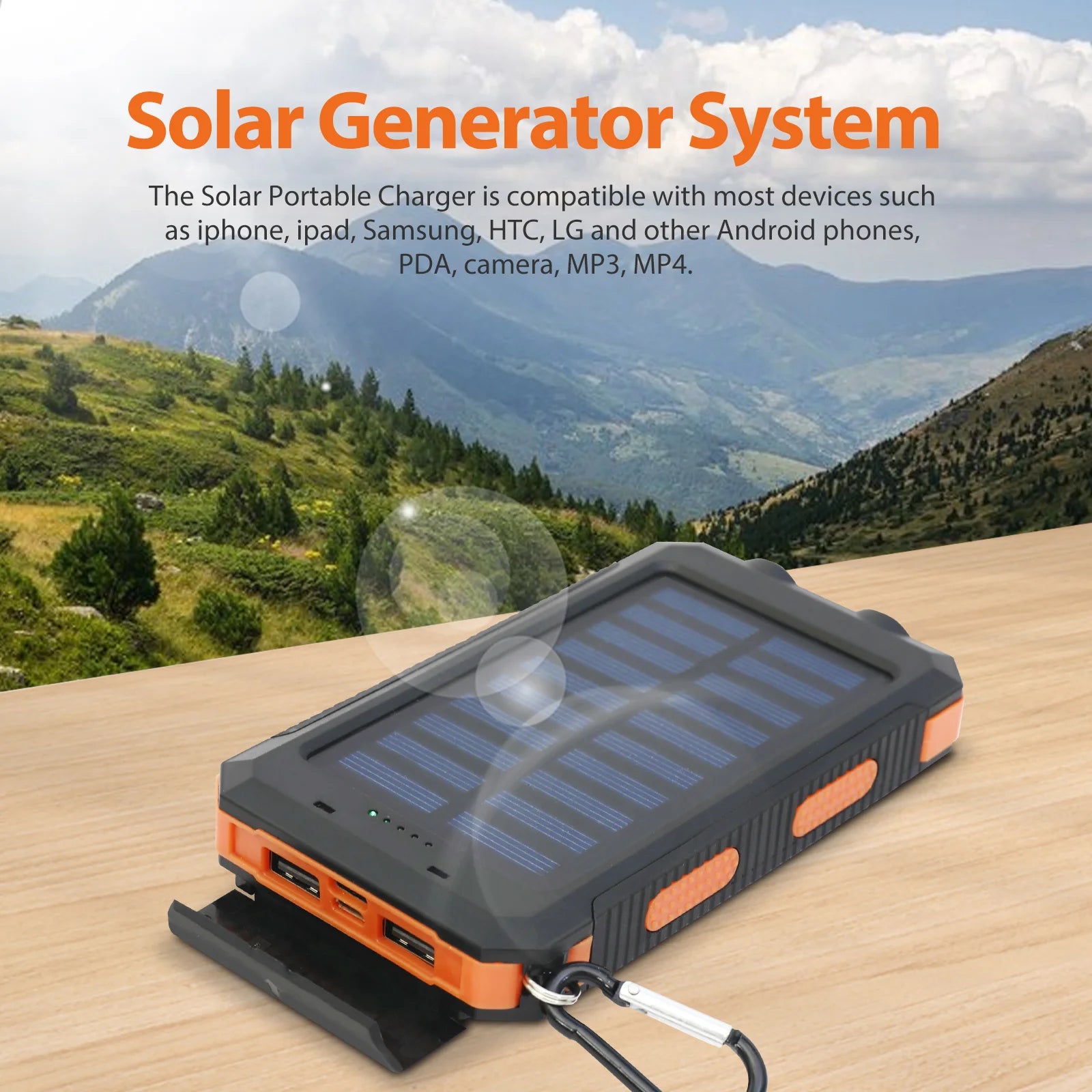 20000mAh Solar Power Bank – Waterproof Portable Solar Charger