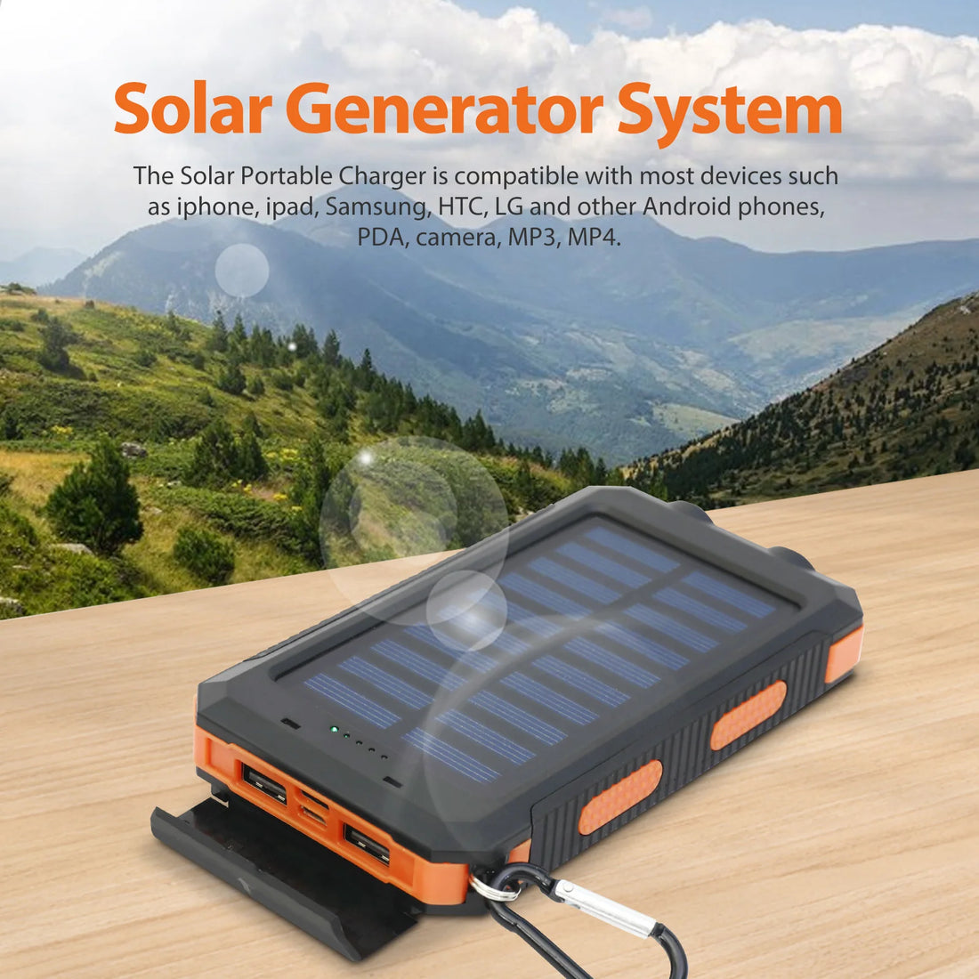 20000mAh Solar Power Bank – Waterproof Portable Solar Charger